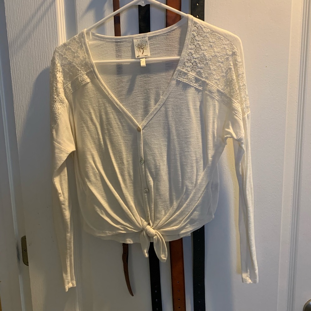 White front tie shirt